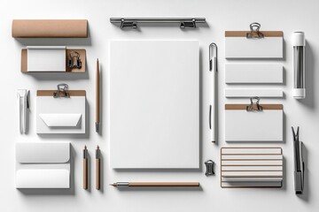 Realistic blank stationery set mockup isolated created with generative ai