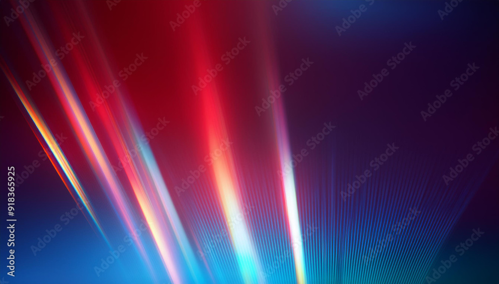 Leinwandbilder Abstract Gradient Light Beams Reflecting on a Dark Surface with Vibrant Blue Lines, Futuristic Neon Spectrum Illumination Effect.  Digital Art Composition. Patriotic Background