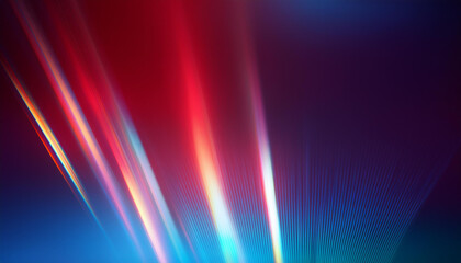 Abstract Gradient Light Beams Reflecting on a Dark Surface with Vibrant Blue Lines, Futuristic Neon Spectrum Illumination Effect.  Digital Art Composition. Patriotic Background