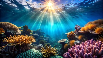 A Vibrant Underwater World of Coral and Sunlight  Generative AI