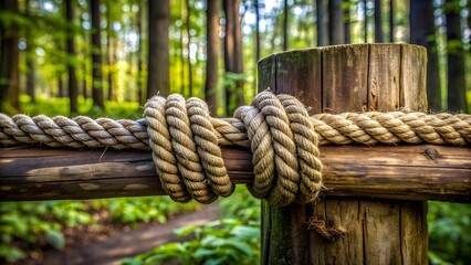 A Tapestry of Resilience: Knotted Ropes Embracing a Forest Beam  AI generated
