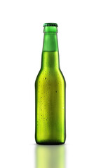 green glass bottle with beer