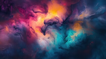 A magical ink drop forms into an enchanted tapestry, its patterns and colors glowing with vibrant, mystical light.