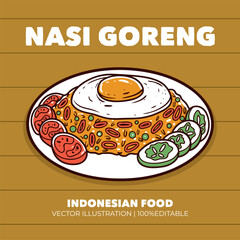 Nasi goreng indonesian food vector illustration