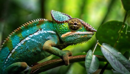 Obraz premium green iguana on a branch