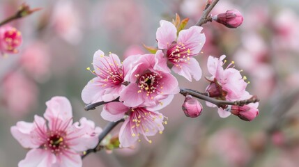 Obraz premium Pink Cherry Blossoms in Full Bloom During Springtime