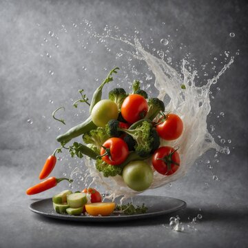 tomatoes in water splash