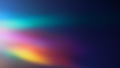 Obraz premium Abstract Ethereal Light Spectrum. Dreamy Rainbow Hues Blending into a Soft, Mystical Glow Across a Deep Blue Gradient Background, Banner for Presentation