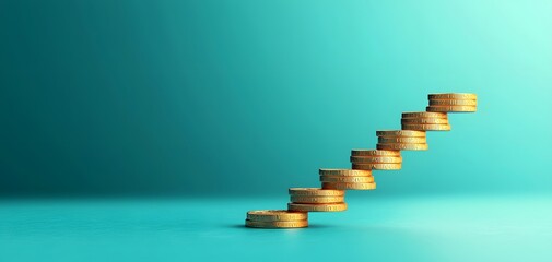 Golden coins arranged in steps symbolize financial growth and the importance of financial literacy today.