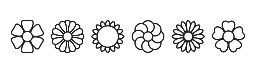 Line icons about flowers. Thin line icon set. Icon set of flower, Symbol collection in transparent background. 