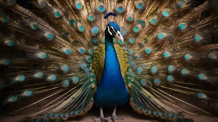 Obraz premium Peacock with its tail fanned