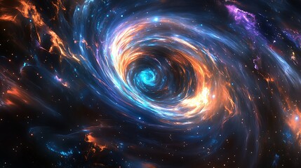Fototapeta premium A Cosmic Whirlpool with Glowing Streams of Light and Stars