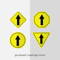 different go ahead road sign vector collection in yellow icons.eps