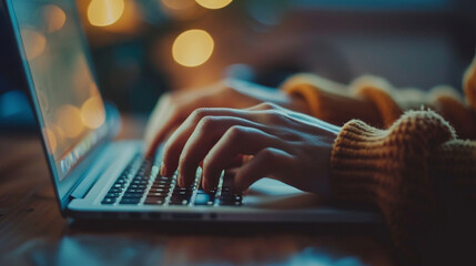 Close-up of hands adjusting settings on a webcam, preparing for a virtual meeting, showing attention to detail
