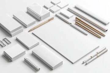 Realistic blank stationery set mockup isolated created with generative ai
