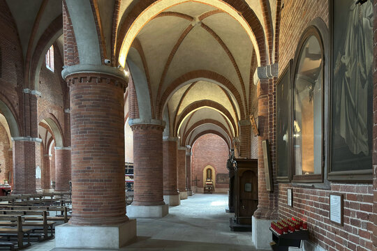 interior of the morimondo abbey, italy, 7th august 2024