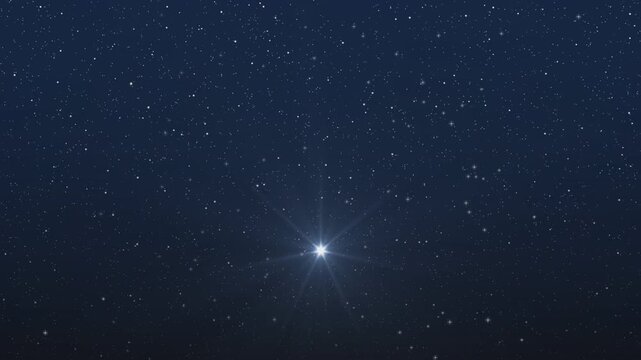 Bright Star on sky. Christmas star of the Nativity of Bethlehem
