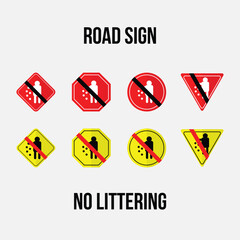 no littering road sign vector collection.eps