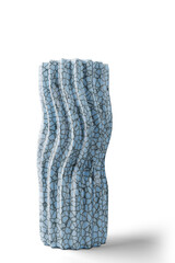 Blue ceramic vase with cracked wave texture. 3D render