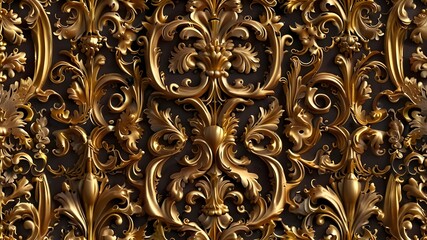 A rich royal gold metallic seamless pattern with ornate