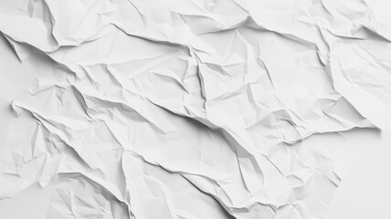 Fototapeta premium A white poster with a crumpled and creased texture, isolated against a white background, showcasing its wrinkled and uneven surface.