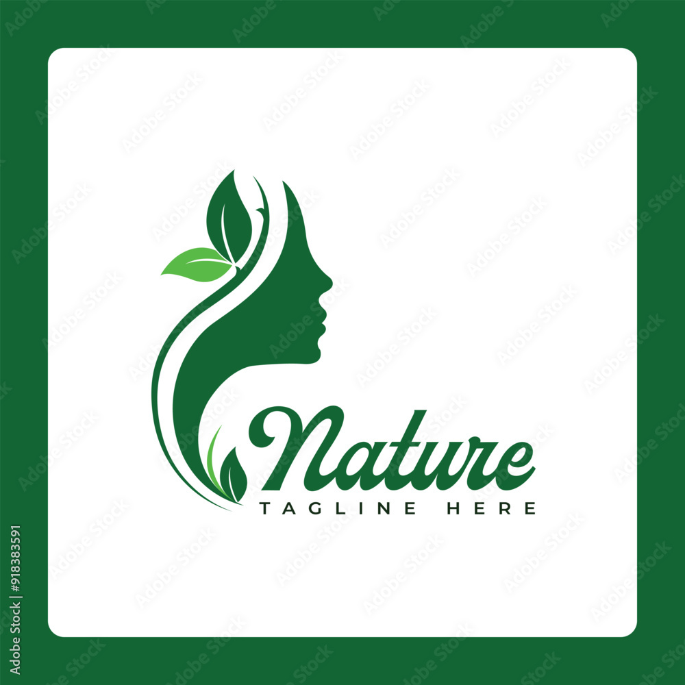 Wall mural natural logo green colour background