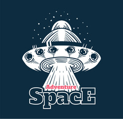 Space astronaut spaceman alien ufo logo badge isolated concept. Vector flat graphic design illustration