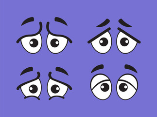 Sad depression upset cry cartoon eye isolated set. Vector flat graphic design illustration
