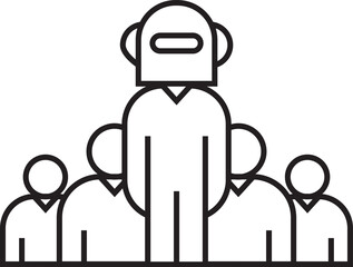 Robot and People Line Icon
