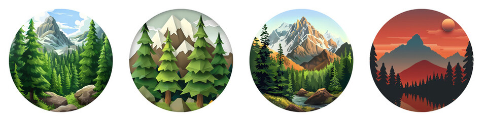 Wilderness clipart collection, symbol, logos, icons isolated on transparent background