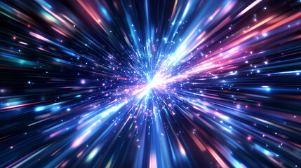 Naklejka premium Abstract technology background of high speed global data transfer, ultra fast broadband and connection, digital cyber tech motion