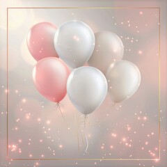 Pink and White Balloons With Sparkling Background for Celebration
