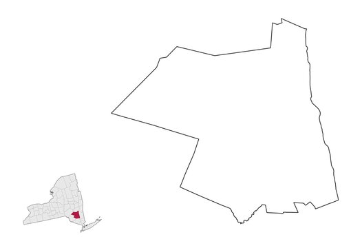 Ulster. County map. New York map. USA