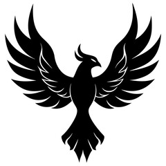 Vector silhouette bird with fire wings