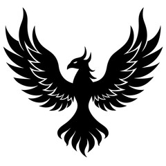 Vector silhouette bird with fire wings