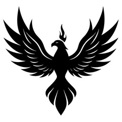 Vector silhouette bird with fire wings