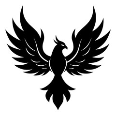 Vector silhouette bird with fire wings