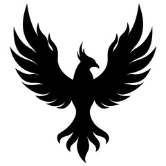 Vector silhouette bird with fire wings