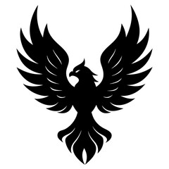 Naklejka premium Vector silhouette bird with fire wings