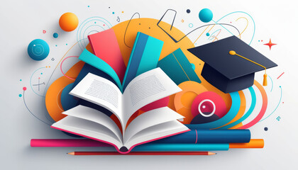 book with colorful pencils