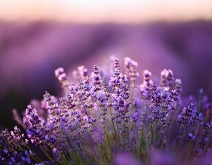 Fototapeta premium sunset lights on lavender farm