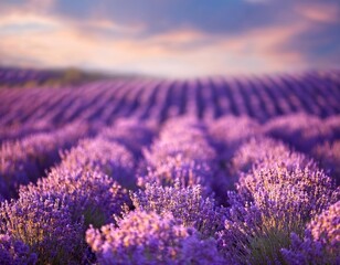 Obraz premium sunset lights on lavender farm