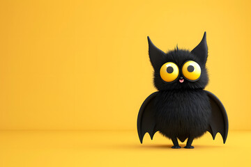 Obraz premium Cute 3d cartoon of halloween bat on background.