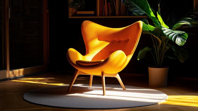 Minimalist reading nook, cozy chair, essential books only