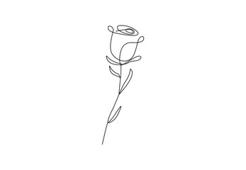 Continuous one line drawing of Rose flower ,single line illustration design of Rose, valentine day concept Pro Vector single line art