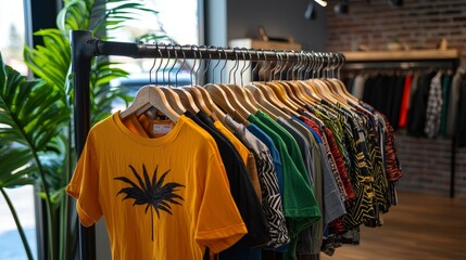 Fototapeta premium Sustainable fashion boutique, eco-friendly clothing display