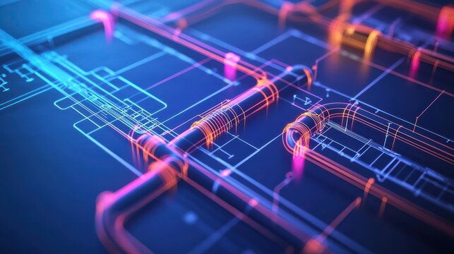 Closeup of a blueprint with detailed sewer system layout, civil engineering precision