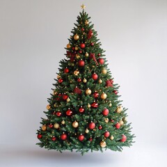 Medium-Sized Christmas Tree with Colorful Baubles and a Golden Star: Festive and Vibrant Holiday Decor