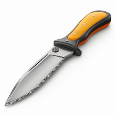 A sharp, modern knife with an ergonomic handle and a serrated edge, designed for precision and efficiency.