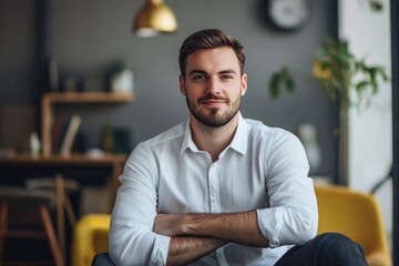 Obraz premium Portrait of a Confident Man in a White Shirt